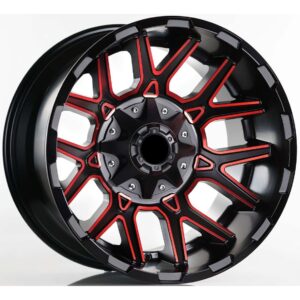 4x4 1234 12x20 6x114.3 ET-44 Black Matt Milling Red