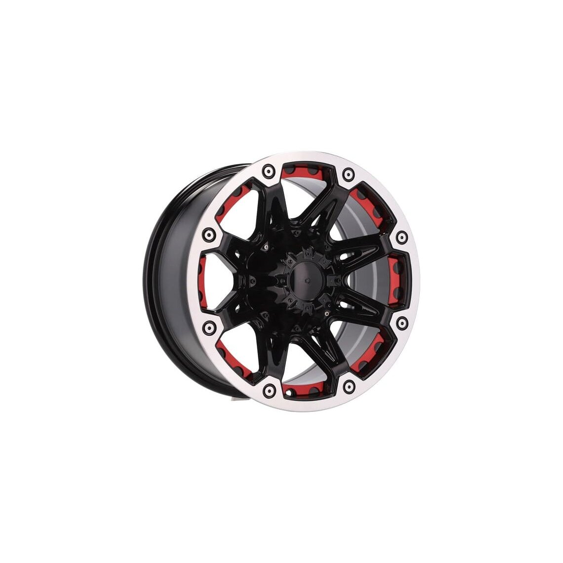 4x4 139 8x16 6x139.7 ET-12 Black Glossy Lip Red
