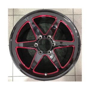 4x4 1487 9x18 6x139.7 ET20 Black Face Machined Lip Red