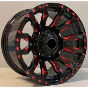 4x4 1540 9x16 6x139.7 ET0 Black Glossy Milling Red