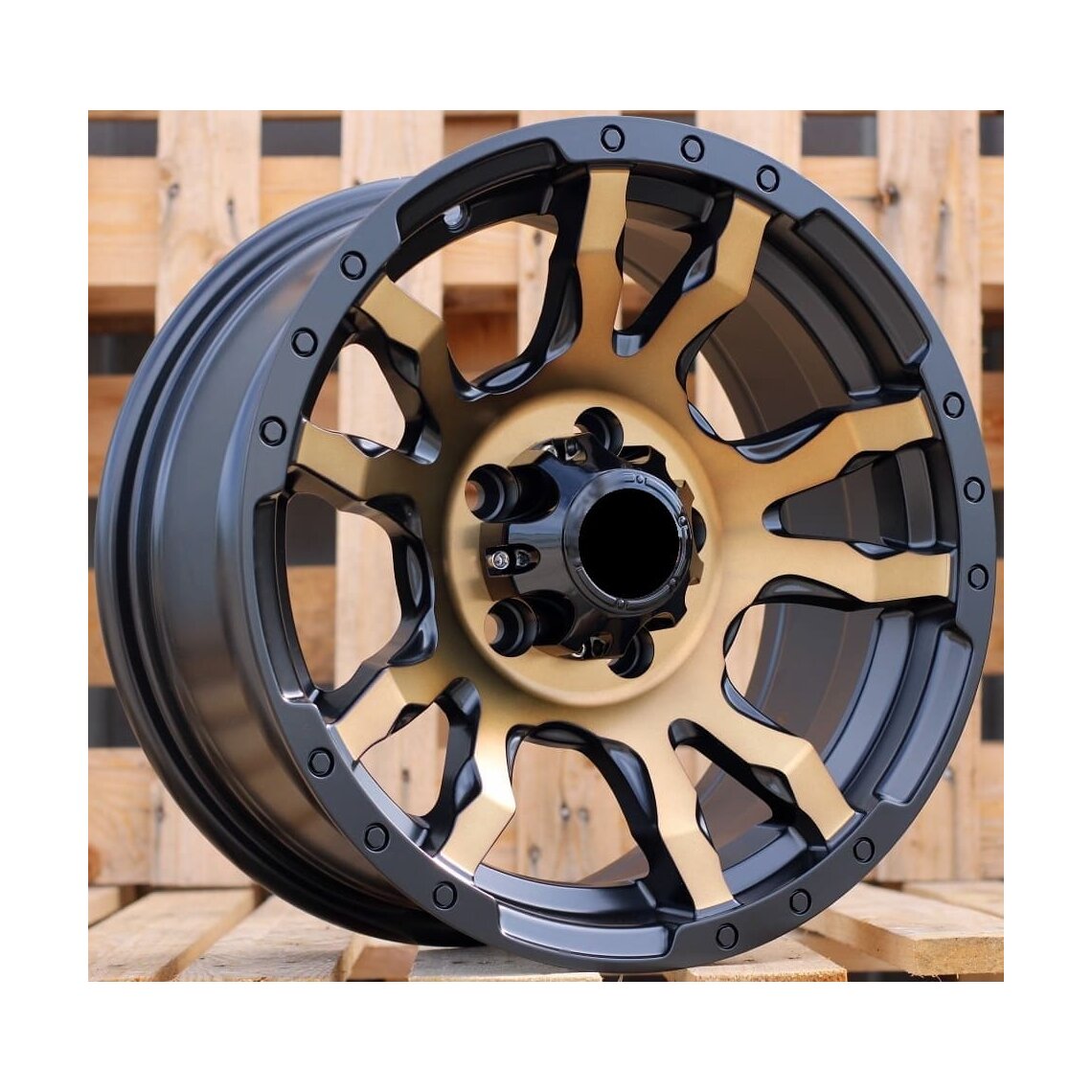 4x4 1820 7x15 5x114.3 ET10 Black Matt Gold