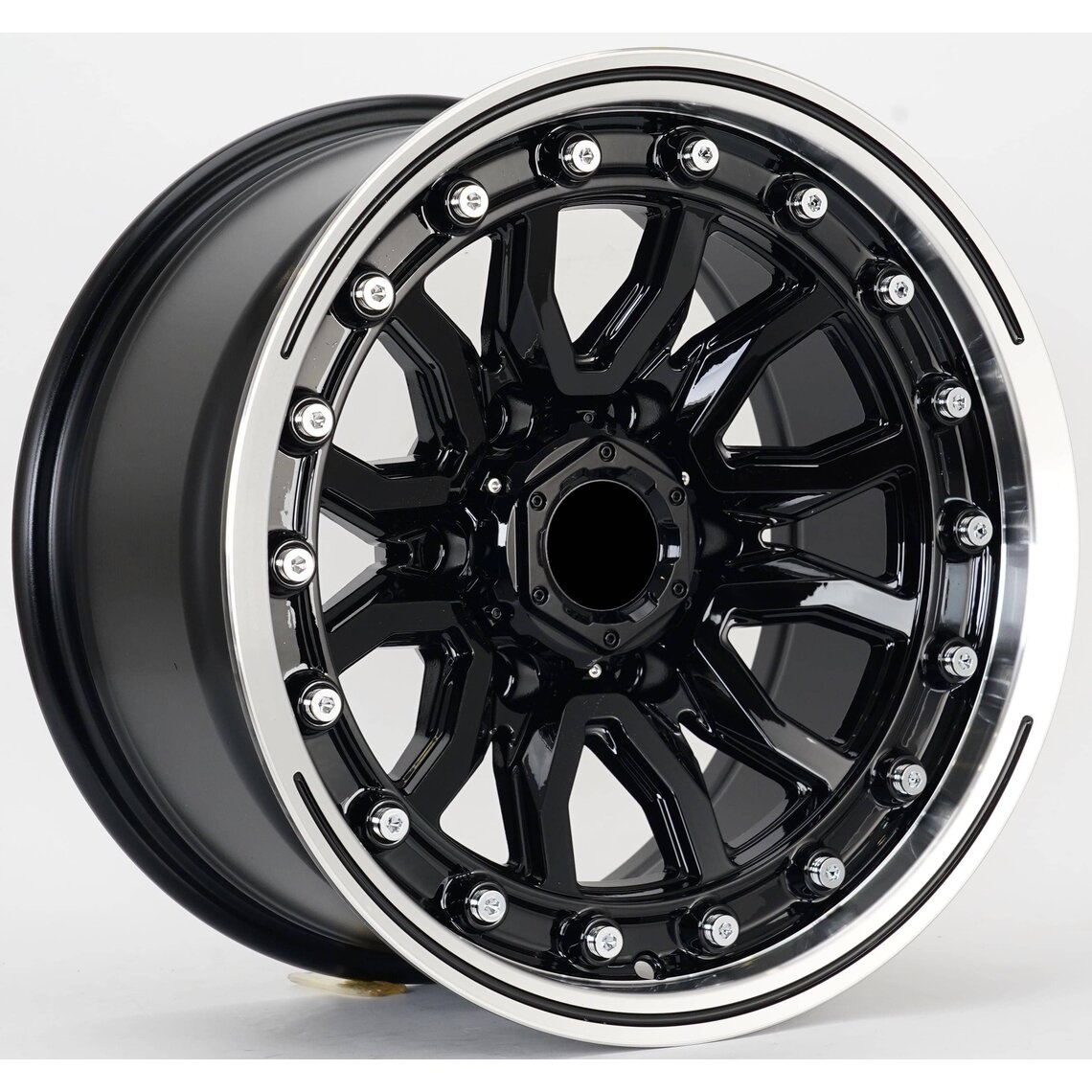 4x4 3840 8.5x16 6x114.3 ET-15 Black Glossy Lip