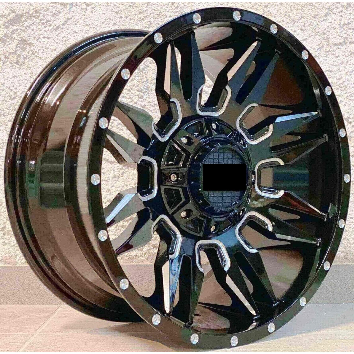 4x4 396 9x17 6x139.7 ET-12 Black Glossy Lip