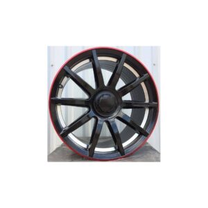 Mercedes Style 119 8x18 5x112 ET43 Black Glossy Lip Red