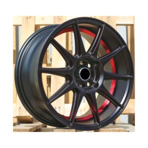 Racing 5705 7x15 4x100 ET38 Black Matt Lip Red