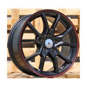 Honda Style 1418 7x17 4x100 ET38 Black Matt Lip Red
