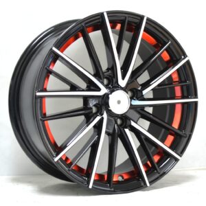 E.M aftemarket 1091 15x6.5 4X100 et35 ΔΙΑΜΑΝΤΕ ΜΑΥΡΟ ΜΕ ΚΟΚΚΙΝΗ ΓΡΑΜΗ