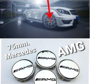 Καπάκια για ζάντες Τάπες κέντρου ζάντας Mercedes-Benz AMG 75mm [Chrome]  Σετ 4 τεμ