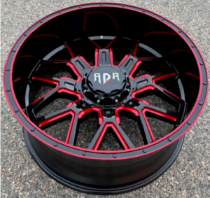 E.M REPLICA 4X4 25 22X10 6X135 ET-18 BLACK WITH RED