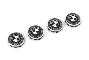Καπάκια για ζάντες Τάπες κέντρου ζάντας Bmw 68mm ’50TH ANNIVERSARY’ Black White 4τεμ