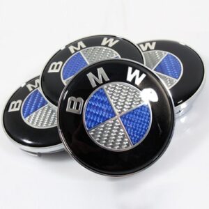 Καπάκια για ζάντες Τάπες κέντρου ζάντας Bmw 68mm Carbon Μπλε Λευκο Σετ 4 τεμ