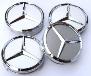 Καπάκια για ζάντες Τάπες κέντρου ζάντας Mercedes 60 / 61 mm Σετ 4 τεμ Ασημί